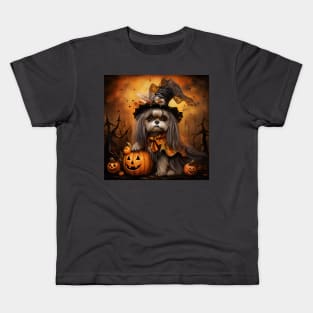 Brown Shih Tzu Halloween Kids T-Shirt